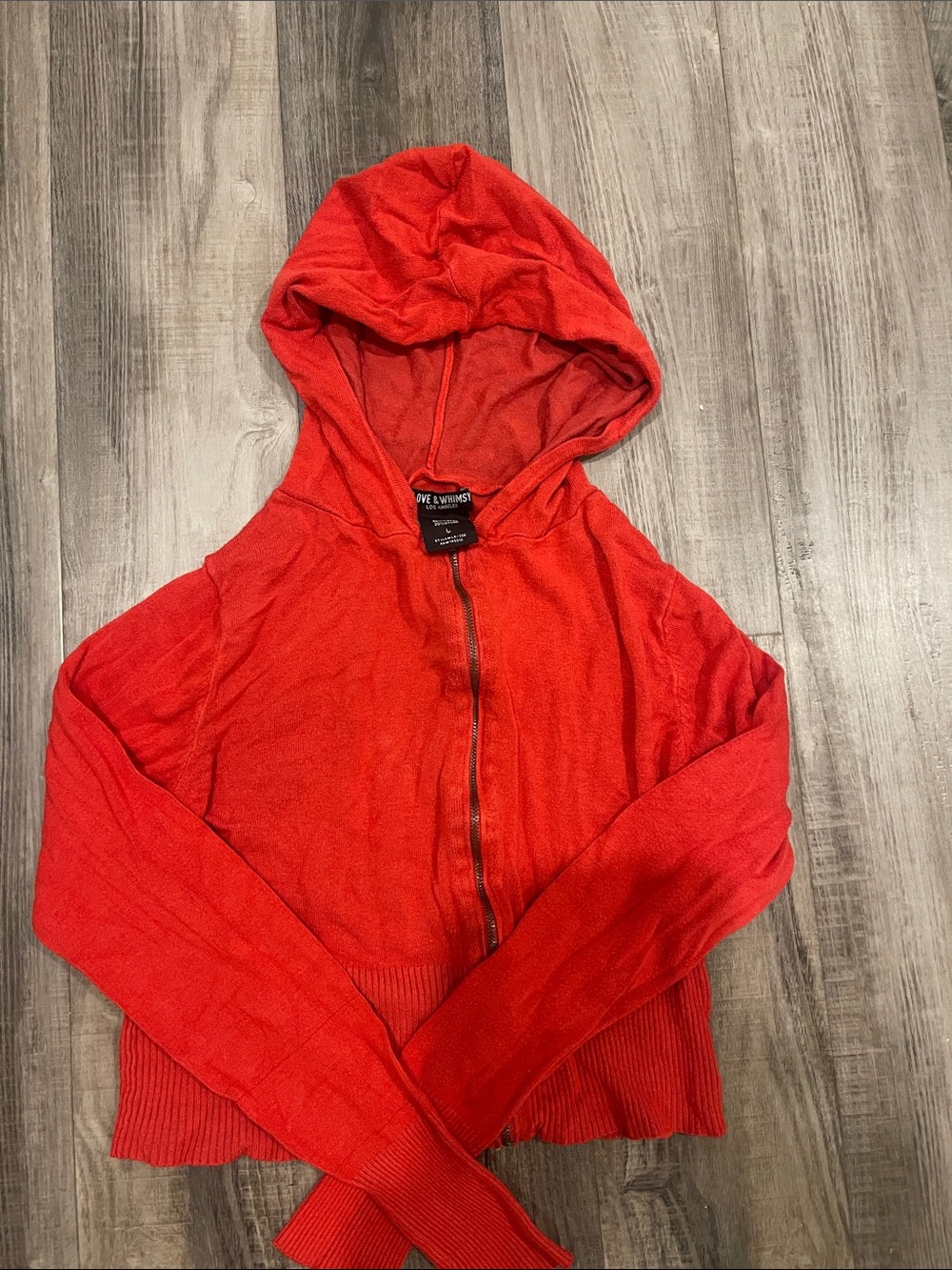 Red Hooded Zip Cardigan